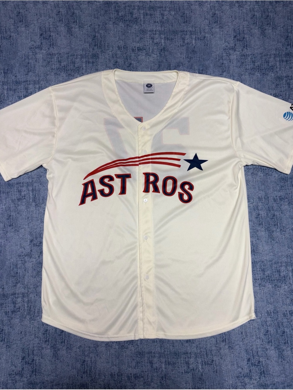 Houston Astros White AT&T Sponsored Houston Astros #27 Jersey Size XL